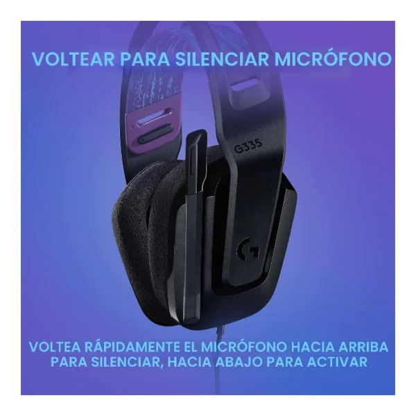Logitech G335 — Audífono con cable, 3.5mm, multiplataforma - Negro - Imagen 3