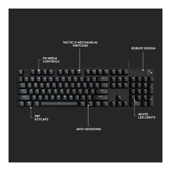 Logitech G413 SE  Teclado mecánico, alámbrico, táctil, inglés - Negro - Imagen 6