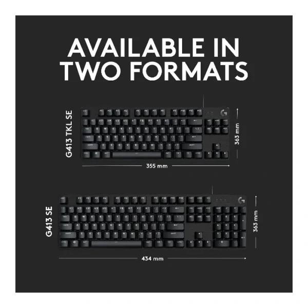 Logitech G413 SE  Teclado mecánico, alámbrico, táctil, inglés - Negro - Imagen 4