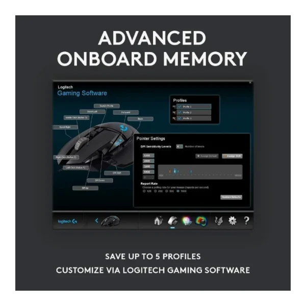 Logitech G502 HERO — Mouse cableado, HERO 25K, RGB, peso ajustable - Imagen 4