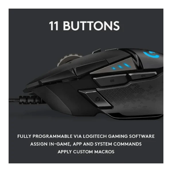 Logitech G502 HERO — Mouse cableado, HERO 25K, RGB, peso ajustable - Imagen 5