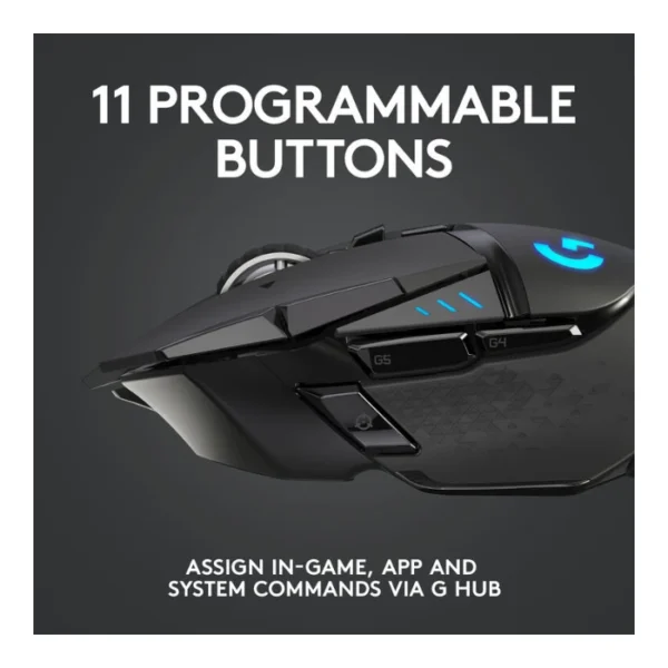 Logitech G502 LIGHTSPEED — Mouse inalámbrico, sensor HERO 25K, compatible con POWERPLAY - Negro - Imagen 3