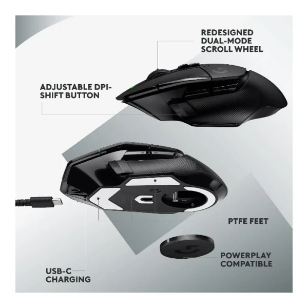 Logitech G502 X LIGHTSPEED Mouse inalámbrico, HERO 25K - Negro - Imagen 5