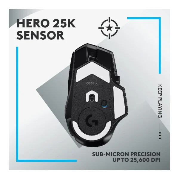 Logitech G502 X LIGHTSPEED Mouse inalámbrico, HERO 25K - Negro - Imagen 4