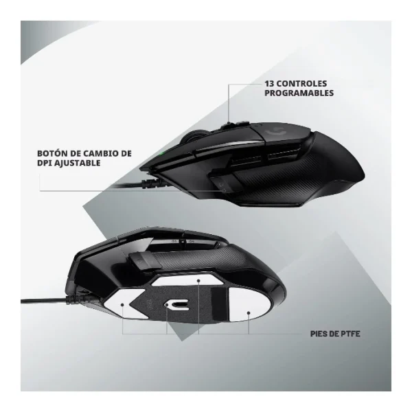 Logitech G502 X — Mouse alámbrico, Sensor HERO 25K, Interruptores LIGHTFORCE - Negro - Imagen 5