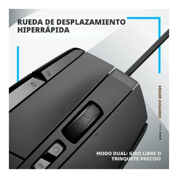 Logitech G502 X — Mouse alámbrico, Sensor HERO 25K, Interruptores LIGHTFORCE - Negro - Imagen 2