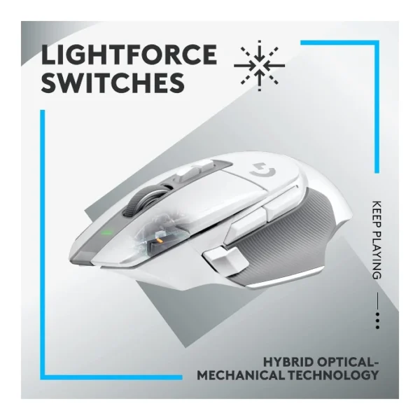 Logitech G502 X LIGHTSPEED White — Mouse inalámbrico, Sensor HERO 25K, Interruptores LIGHTFORCE, Blanco - Imagen 6