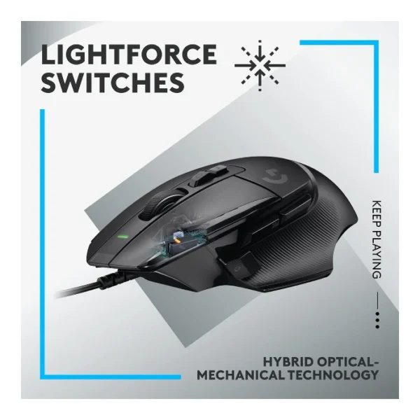 Logitech G502 X — Mouse alámbrico, Sensor HERO 25K, Interruptores LIGHTFORCE - Negro - Imagen 7