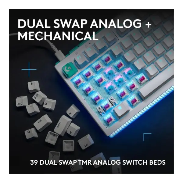 Logitech G512 X 75 Teclado mecánico, alámbrico, dual swap, GL Tactile, inglés - Blanco - Imagen 5