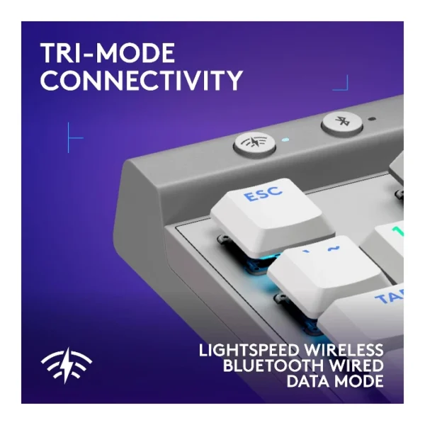 Logitech G515 LIGHTSPEED TKL — Teclado mecánico, inalámbrico, tri-mode, táctil, inglés - Blanco - Imagen 6