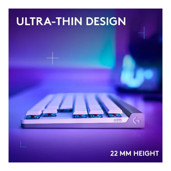 Logitech G515 LIGHTSPEED TKL — Teclado mecánico, inalámbrico, tri-mode, táctil, inglés - Blanco - Imagen 4