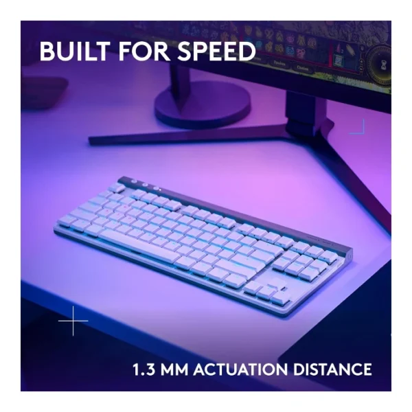 Logitech G515 LIGHTSPEED TKL — Teclado mecánico, inalámbrico, tri-mode, táctil, inglés - Blanco - Imagen 2