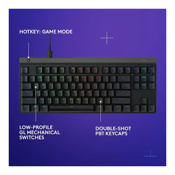 Logitech G515 TKL — Teclado mecánico, alámbrico, RGB, switch táctil, inglés - Negro - Imagen 5