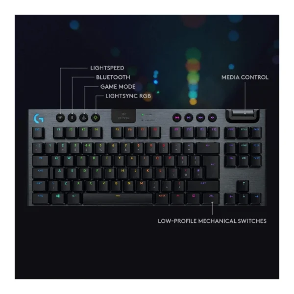 Logitech G915 TKL — Teclado Mecánico, Switch GL Táctil, Inalámbrico, Negro (Inglés) - Imagen 5