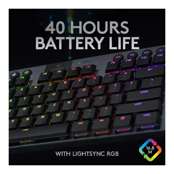 Logitech G915 TKL — Teclado Mecánico, Switch GL Táctil, Inalámbrico, Negro (Inglés) - Imagen 6