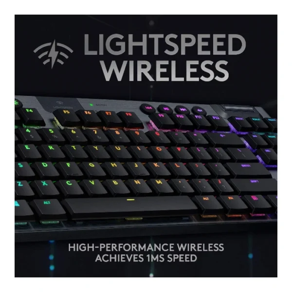 Logitech G915 TKL — Teclado Mecánico, Switch GL Táctil, Inalámbrico, Negro (Inglés) - Imagen 2