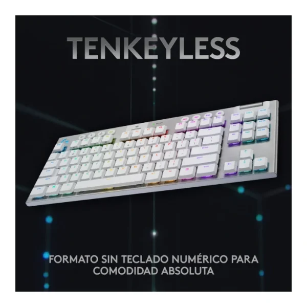 Logitech G915 TKL — Teclado Mecánico, Switch GL Táctil, Inalámbrico, Blanco (Inglés) - Imagen 5