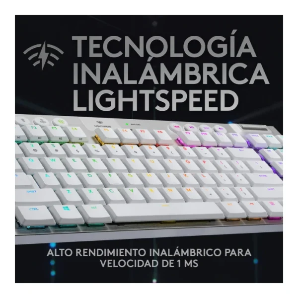 Logitech G915 TKL — Teclado Mecánico, Switch GL Táctil, Inalámbrico, Blanco (Inglés) - Imagen 2