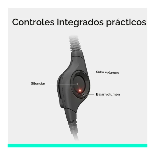 Logitech H390 — Audífono con cable | 1.9m | USB | para conferencias | micrófono - Negro - Imagen 4