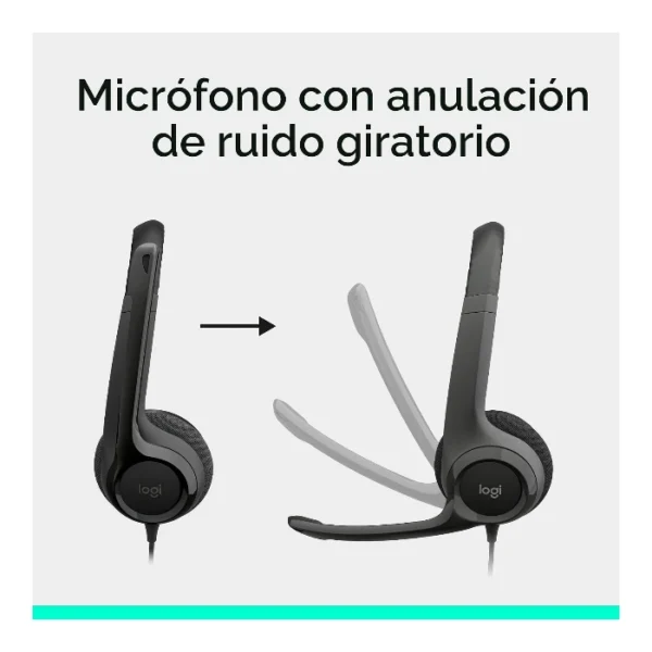 Logitech H390 — Audífono con cable | 1.9m | USB | para conferencias | micrófono - Negro - Imagen 5