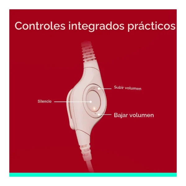 Logitech H390 — Audífono con cable, 1.9m, USB, para conferencias, micrófono - Rosa - Imagen 5