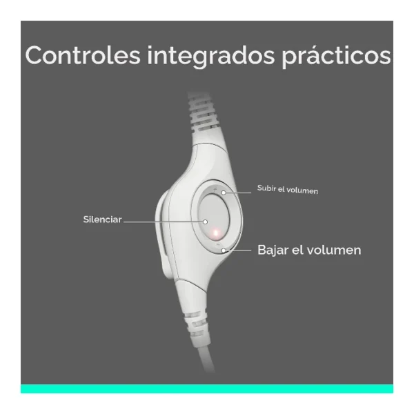 Logitech H390 — Audífono con cable | 1.9m | USB | para conferencias | micrófono - Blanco - Imagen 5