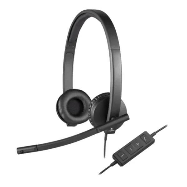 Logitech H570e Doble — Auricular con cable, Stereo, con cancelación de ruido, USB - Negro
