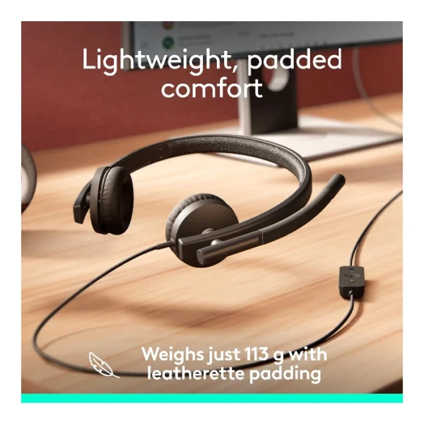 Logitech H570e Doble — Auricular con cable | Stereo | Cancelación de ruido | USB | Negro - Imagen 6