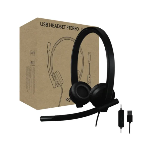 Logitech H570e Doble — Auricular con cable | Stereo | Cancelación de ruido | USB | Negro - Imagen 2