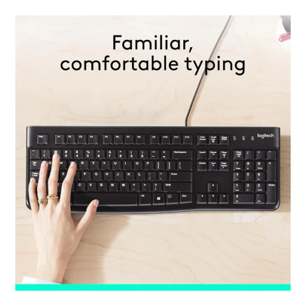 Logitech K120 — Teclado con cable USB, inglés - Negro - Imagen 2