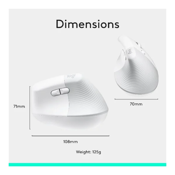 Logitech Lift Vertical — Mouse Inalámbrico | USB-A | Bluetooth | diestros - Blanco - Imagen 7