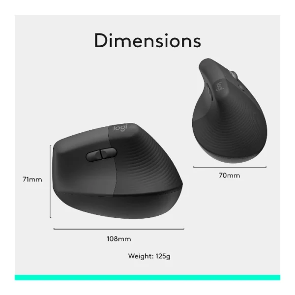 Logitech Lift Vertical — Mouse Inalámbrico, USB-A, Bluetooth, diestros - Negro - Imagen 8