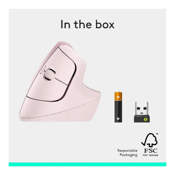 Logitech Lift Vertical — Mouse Inalámbrico | USB-A | Bluetooth | diestros - Rosa - Imagen 9