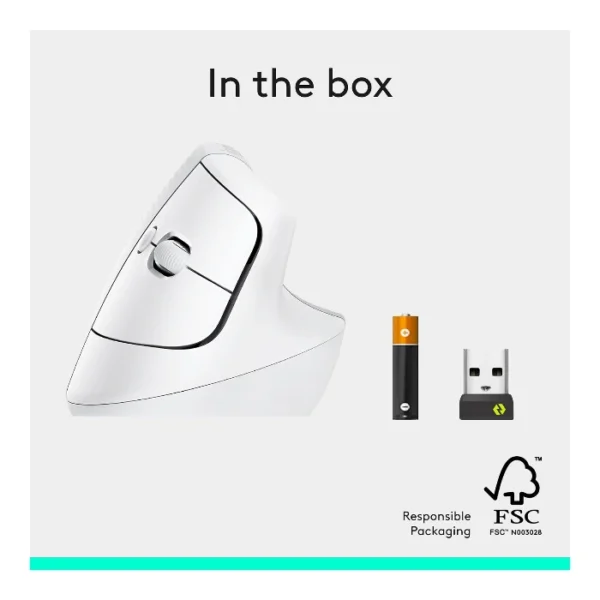 Logitech Lift Vertical — Mouse Inalámbrico | USB-A | Bluetooth | diestros - Blanco - Imagen 8