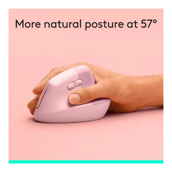 Logitech Lift Vertical — Mouse Inalámbrico | USB-A | Bluetooth | diestros - Rosa - Imagen 2