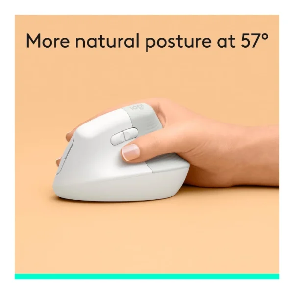 Logitech Lift Vertical — Mouse Inalámbrico | USB-A | Bluetooth | diestros - Blanco - Imagen 2
