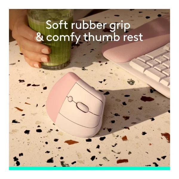Logitech Lift Vertical — Mouse Inalámbrico | USB-A | Bluetooth | diestros - Rosa - Imagen 3