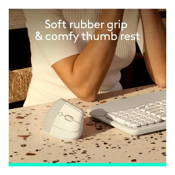 Logitech Lift Vertical — Mouse Inalámbrico | USB-A | Bluetooth | diestros - Blanco - Imagen 3