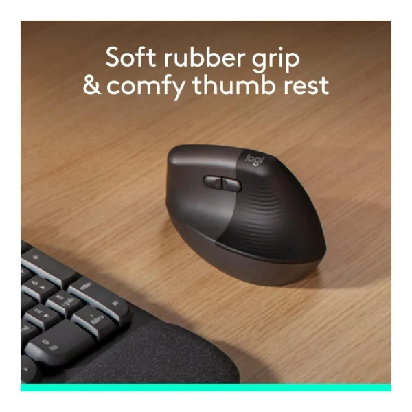 Logitech Lift Vertical — Mouse Inalámbrico, USB-A, Bluetooth, diestros - Negro - Imagen 2
