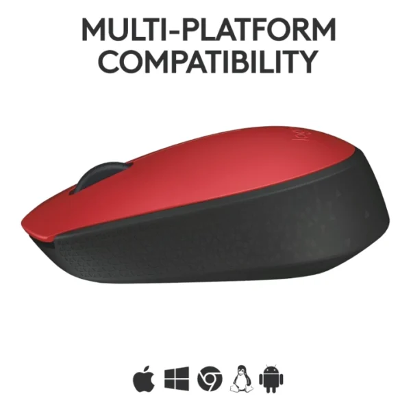 Logitech M170 — Mouse inalámbrico, diestro y zurdo - Rojo/Negro - Imagen 4