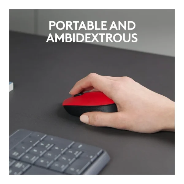 Logitech M170 — Mouse inalámbrico, diestro y zurdo - Rojo/Negro - Imagen 2
