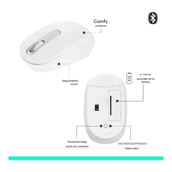 Logitech M196 — Mouse Bluetooth, inalámbrico - Blanco - Imagen 4