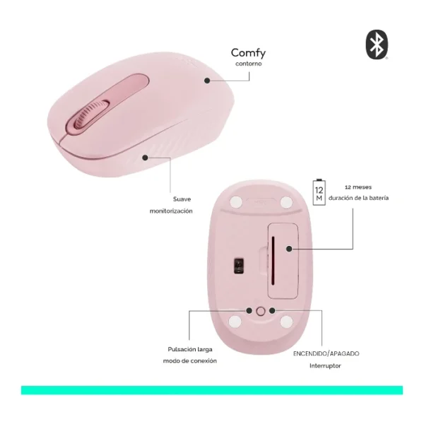 Logitech M196 — Mouse Bluetooth, inalámbrico - Rosa - Imagen 4
