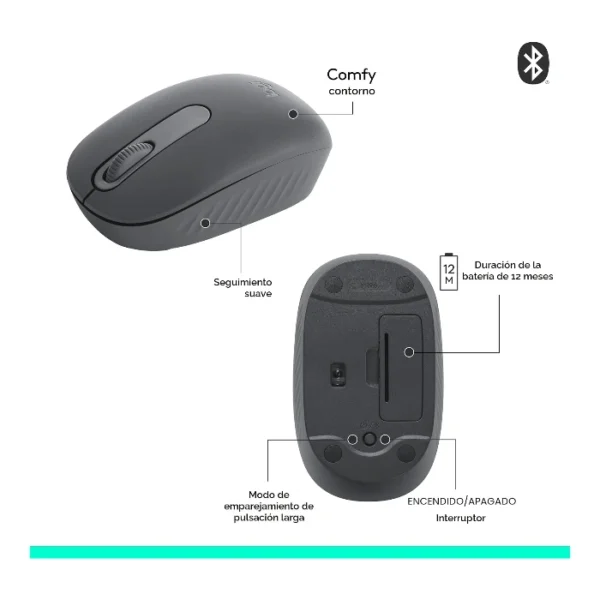Logitech M196 — Mouse Bluetooth, inalámbrico - Negro - Imagen 4