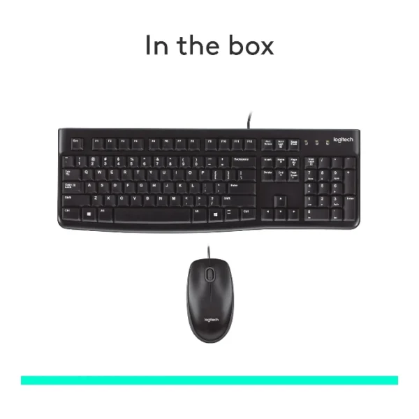Logitech MK120 Combo teclado y ratón con cable USB, inglés - Negro - Imagen 7
