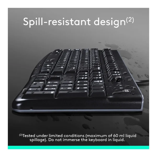 Logitech MK120 Combo teclado y ratón con cable USB, inglés - Negro - Imagen 3