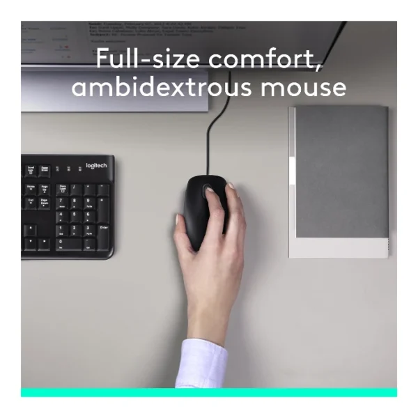 Logitech MK120 Combo teclado y ratón con cable USB, inglés - Negro - Imagen 2