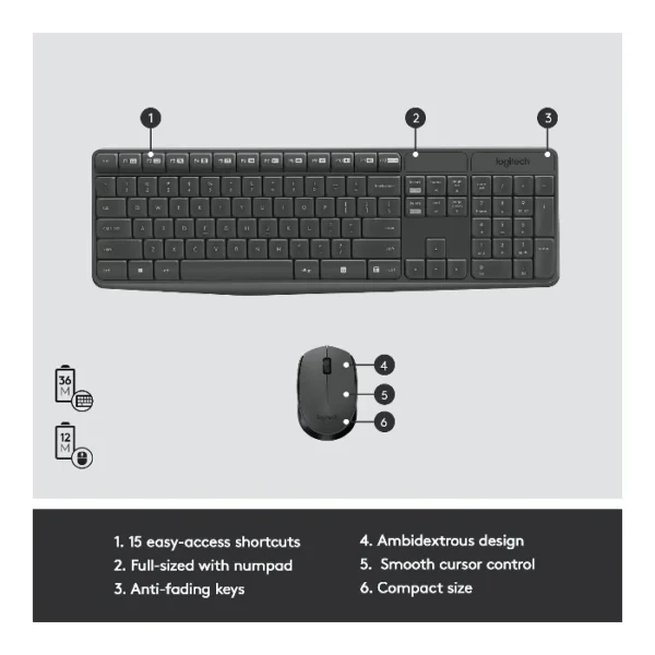 Logitech MK235 Combo teclado y ratón inalámbrico, español - Negro - Imagen 4