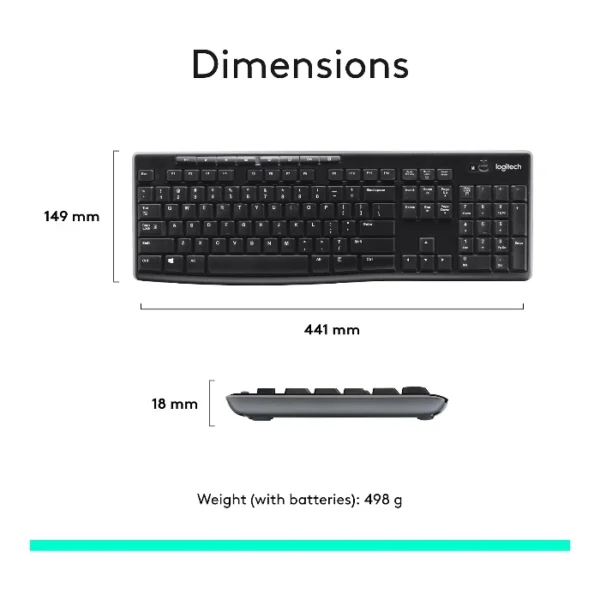 Logitech MK270 — Juego de teclado y ratón inalámbrico, Inglés - Negro - Imagen 9
