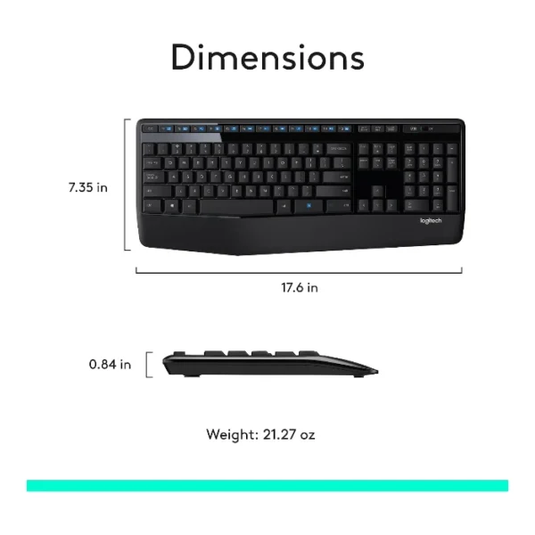 Logitech MK345 Combo teclado y ratón inalámbrico, inglés - Negro - Imagen 9